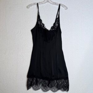 Chic Black Lace Trim Chemise see measurements #2746-1
